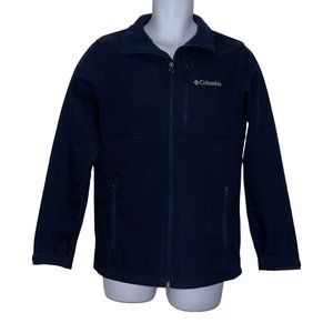 Columbia Navy Blue Full Zip Jacket Mens S Fleece Lined Zipper Pockets Logo